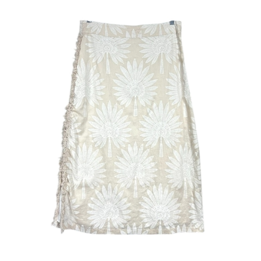 Spartina Kai Linen Shirt & Kade Linen Skirt Callawassie Palmetto Tan Fringe Sz M - Picture 9 of 16